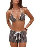 ZAFUL Womens 2 Piece Swimsuits Halter Triangle Top with Boys...
