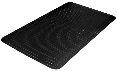 Durable Vinyl Diamond-Dek Sponge Industrial Anti-Fatigue Floor Mat, 3' x 5', Black