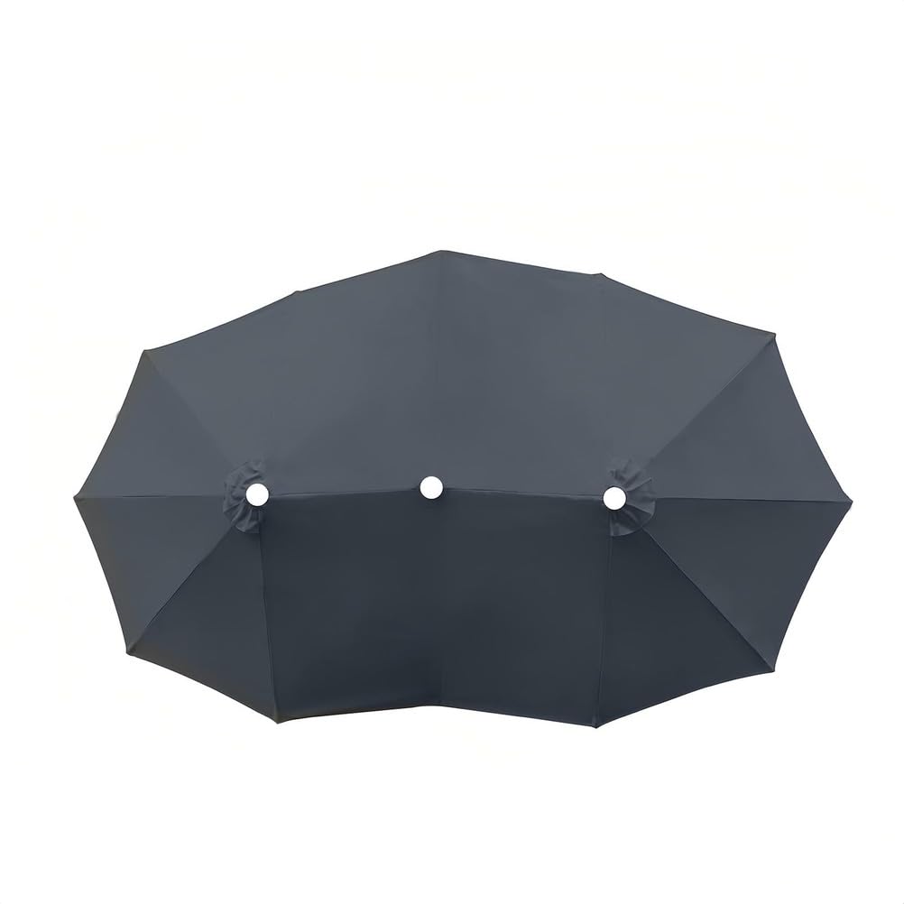 SAYEYBU Double Sided Umbrella Canopy, 15ft 12 Ribs Patio Umbrella Replacement Top Cover, Large Double-Sided Parasol Replacement Cloth, for Market Patio Garden,Black