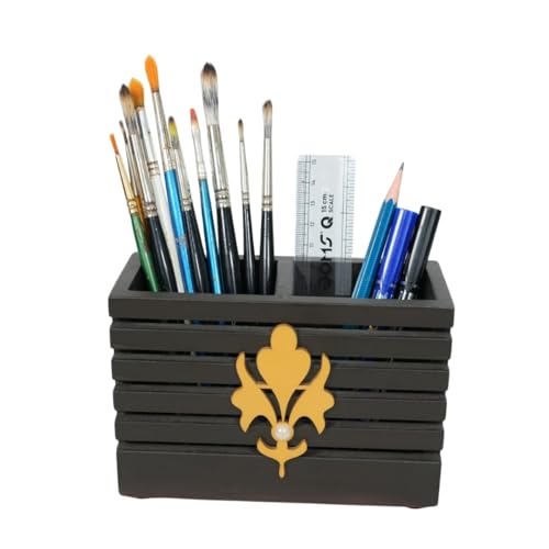 Image of Decorative Embossed Design Pencil and Pen Stand | Desk Organizer for Stationery Storage | Suitable for Office Desk, Study Table, Home and Workspace Use (Design 15)