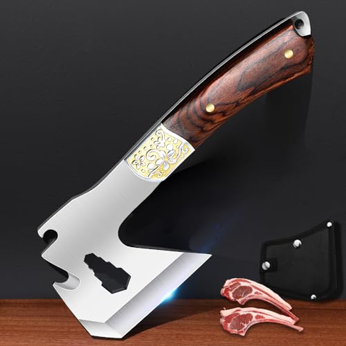 Camping Hatchet Camping Axe Forged High Carbon Steel for Meat Cleaver Axe Outdoor Splitting Wood Great for Axe Throwing, Camping, Survival, Outdoors and Chopping (734F)