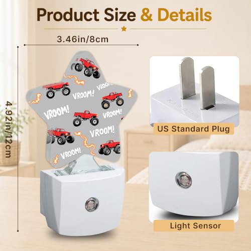 Image of Star Night Light with Dusk to Dawn Sensor, Truck Plug in Night Light for Kids Bedroom Nursery, Soft Warm Glow Lamp for Hallway Bathroom Energy Saving