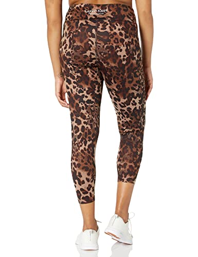 Calvin Klein Performance Women's Plus Size 7/8 Legging Double Side Peach Interlock, Leopard Ginger, 2X #TOP1