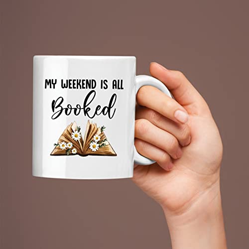 Personalized Reading Mug With Name - My Weekend Is All Booked Coffee Mug Gift For Book Lover - Customized Bookish Tea Cups Present For Librarian, Reader - Custom Reader Mugs - White Cup 11Oz 15Oz #TOP4