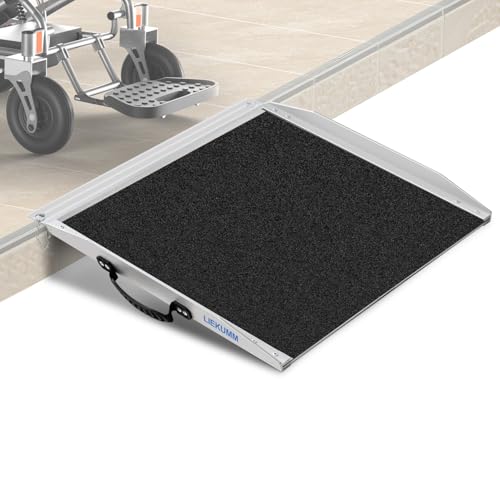 LIEKUMM Rampa de Aluminio para Silla de Ruedas de 61 x 73 cm, Capacidad de 300 kg rampa para Silla de Ruedas, escalones, bordillos