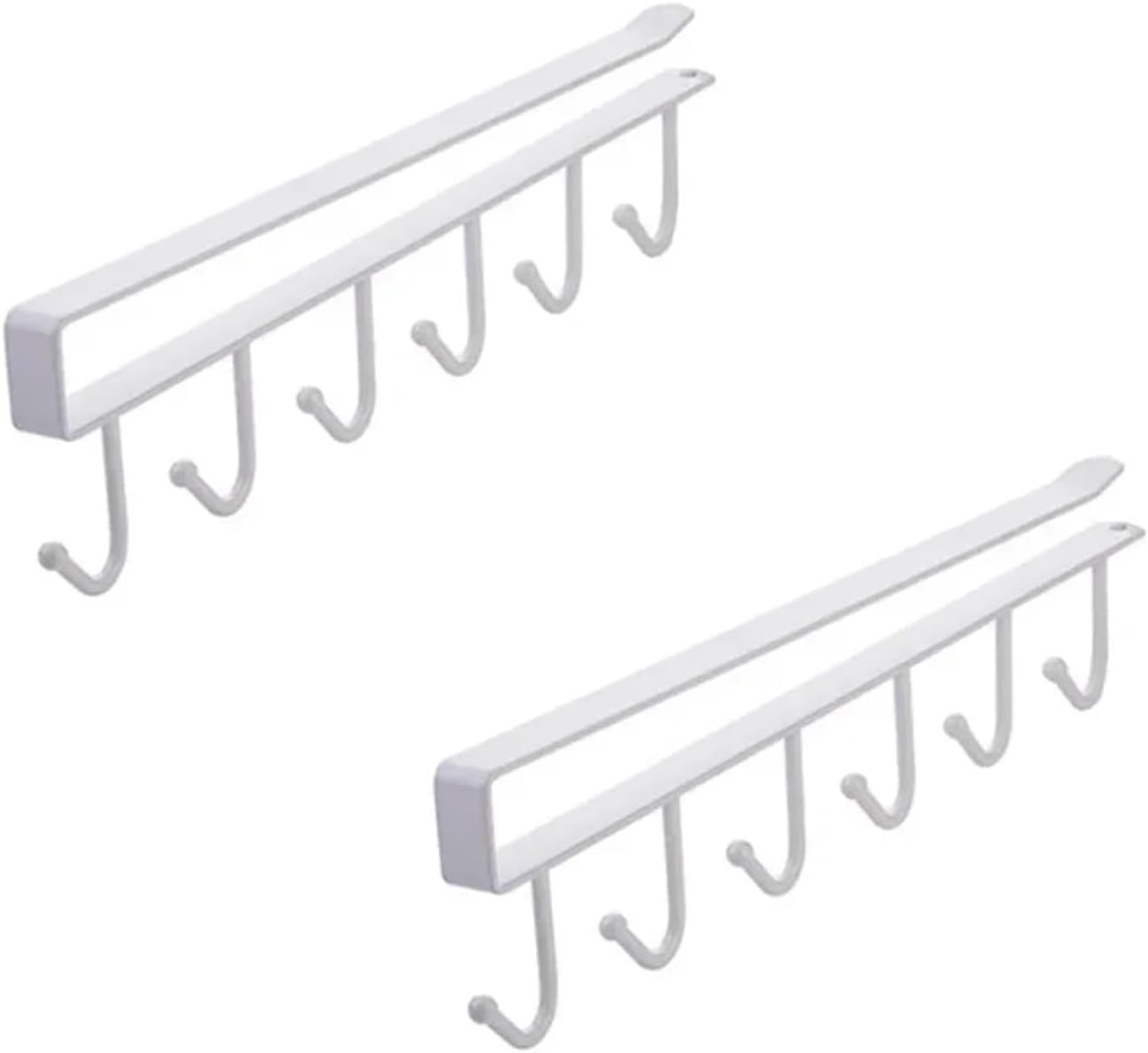 1PC Kitchen Hook Rack Coffee Cup Mug Holder 6 Hooks Shelf Cabinet Sundries Wall Hanging Organizer Storage Hanger(White)