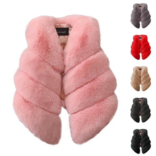 Girls Faux Fur Vest Coat Open Front Toddler Sleeveless Fuffy Gilet Outerwear Warm Winter Cute Waistcoat for 1-13 Years2