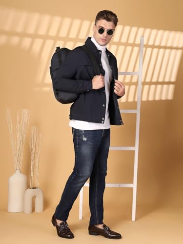 Image of CHKOKKO Men's Fleece Solid Winter Wear Regular Fit Standard Length Jacket