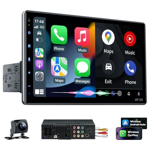 PLZ 10.1" Wireless Single Din Car Radio Stereo with Apple Carplay Android Auto Touch Screen, Car Play Audio Receivers Headunit, Bluetooth 5.3, Backup Camera, 240W, 2 Subwoofers, Navigation, FM/AM, SWC