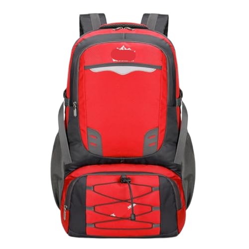 OUYUE Sac À Dos De Voyage Sac À Dos De Camping 60L Sac À Dos De Randonnée pour Hommes Et Femmes Alpinisme pour Camping Trekking(Rot)