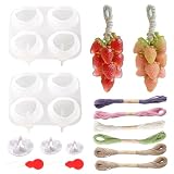 Jieting Strawberry Silicone Soap Mold Kit, DIY Soap Making Set with 2 Strawberry Molds, 3 Leaf Molds, Twine & Threaders, Handmade Soap Supplies for Crafts, Gifts & Beginners