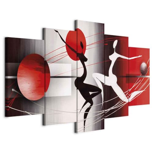 murando - Quadro Gente Astratto 200x100 cm 5 Pezzi Stampa su tela XXL Immagini Moderni Murale Fotografia Grafica Decorazione da Parete Quadri Componibili Figura Nero Rosso Bianco 42359