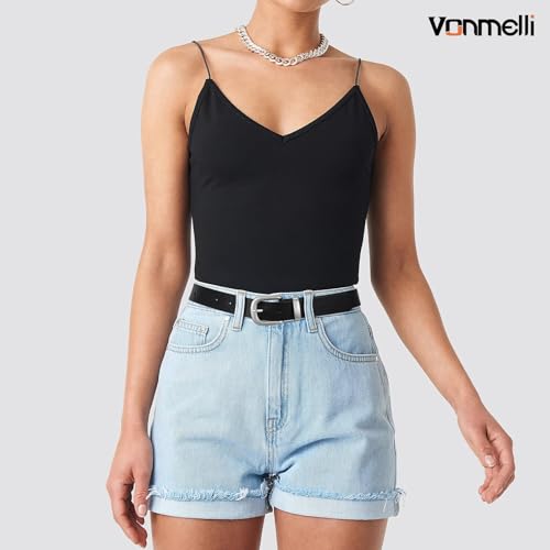 VONMELLI Women's Belt for Jean, Leather Belt for Women Dress Pant with Fashion Gold Buckle2