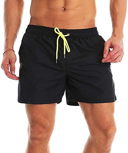 YnimioAOX Men's Swim Trunks Quick Dry Beach Shorts Swimwear Bathing Suit with Mesh Lining (A11-black, 38)