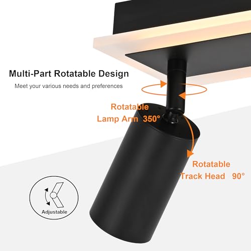Image of TODOLUZ 5-Light LED Track Lighting Fixtures, Black Flexible Directional Ceiling Spot Light, Wall Mounted Bathroom Lights Fixture for Over Mirror Kitchen
