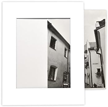 Golden State Art, 10 Pack Self Assemble Acid Free Cardboard/Paper Frames Photo Mat with Backing Board pre-gummed for Artworks, Prints, Photos, Includes Clear Bags (White, 16x20 Mat for 11x14 Picture)