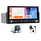 Pyniro Universal Single Din Car Stereo with Wireless CarPlay & Android Auto, 6.86