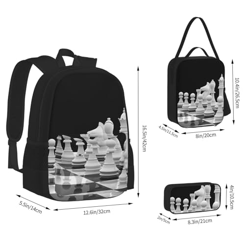 International Chess Piece Chessboard 3pcs Backpack 16 Inch Backpack Outdoor Sports Travel Backpack4