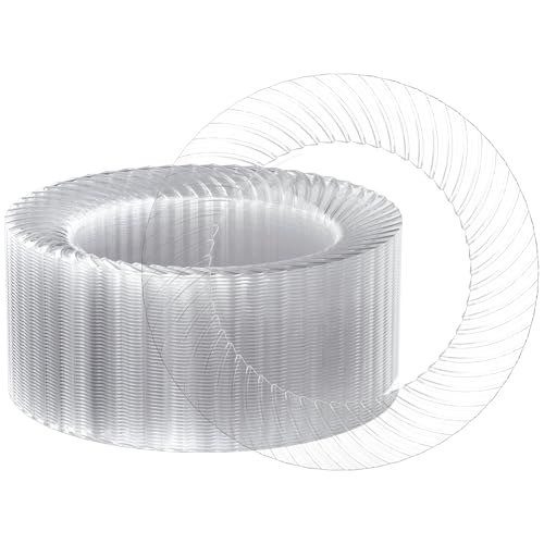 FOCUSLINE 10 Inch Clear Plastic Plates 100 Count Disposable Heavy Duty Dinner Plates Premium Hard Plastic for Weddings Parties & Events