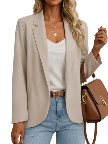 Mina Self Casual Blazers Jackets for Women 2026 Summer Open Front Lightweight Beige Womens Blazer Business Dressy Cardigan Fashion Work Office Boyfriend Fitted Oversized Ladies Women's Suit Jacket