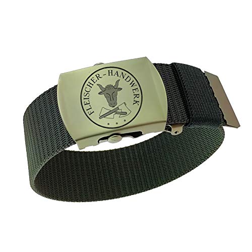 GravurManufakturBerlin Hosengürtel Fleischer Handwerk und Zunft Nylongürtel 4cm breit Einheitslänge selbst kürzbar Cover