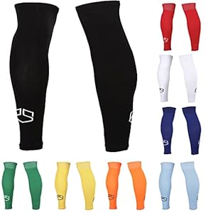 PremSox Football Sock Sleeves – Pair Our Grip Socks, Team Leg Sock Sleeve Fits Over Shin Pads – White, Black, Red, Blue…