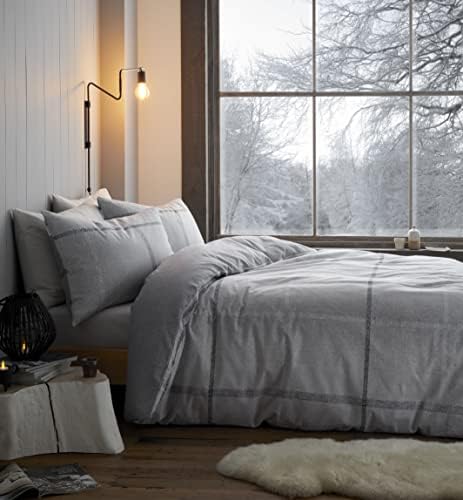Catherine Lansfield Bedding Brushed Cotton Berwick Tweed King Duvet Cover Set with Pillowcases Grey