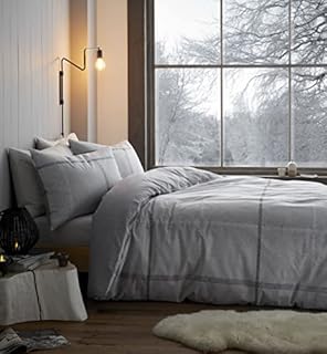 Catherine Lansfield Bedding Brushed Cotton Berwick Tweed King Duvet Cover Set with Pillowcases Grey