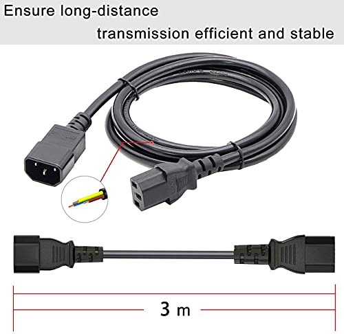 FSKE 3 Mètres IEC 320 C13 vers C14 Rallonge Cordon d'alimentation Homme à Femme Bouilloire Lead pour Ordinateurs serveurs routeurs et commutateurs moniteurs cuiseurs à Riz