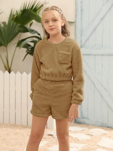 Image of Mafulus Girls Pants Sets Two Pieces Kids Comfy Lightweight Long Sleeve Fleece Sets with Pockets