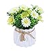 DWANCE 1PZ Margherite Artificiali Fiori Artificiali con Mini Vaso Fiori Finti Bianco e Verde Chiaro Esterno Interno per la Decorazione Festa di Nozze Tavolo da Ufficio Giardino
