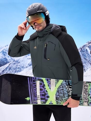 Image of WULFUL Men's Ski Jackets Warm Winter Snow Windbreaker Resistant Snowboard Fleece Coat Mountain Waterproof Parka with Hood
