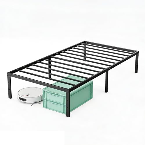 Image of Sweetcrispy Twin XL Size 12 Inch Platform Bed Frame, Heavy Duty Metal Foundation Frame, Noise-Free Sturdy Steel Slats, Underbed Storage, No Box Spring Needed, Quick Setup