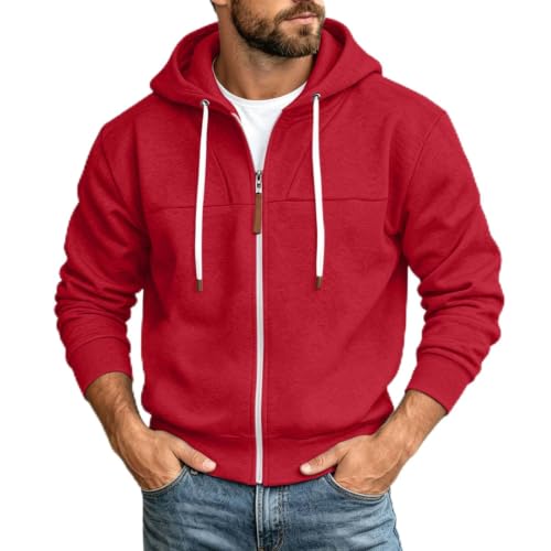 Mens Full Zip Hoodies Fashion Fleece Drawstring Hooded Sweatshirts Jackets - image 1