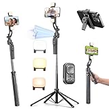 Euoto Auto Face Tracking Selfie Stick Tripod for iPhone with Light 360° Rotation That Follows Your Movement 63