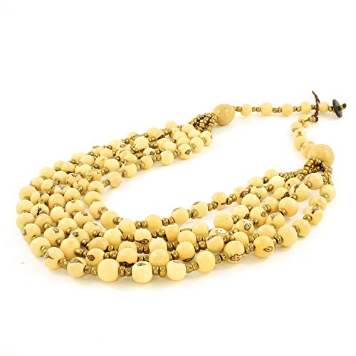 Creamy White Statement Necklace with Multi Strands, Handmade Fair Trade, Eco Friendly Jewelry for Women