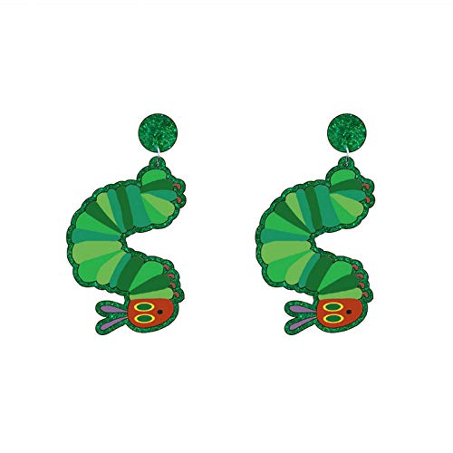 Handmade Lovely Sitting Frog Dangle Earrings Cute Green Frogs Snails Caterpillar Earring Acrylic Cartoon Animal Drop Earrings for Women Aesthetic Gifts