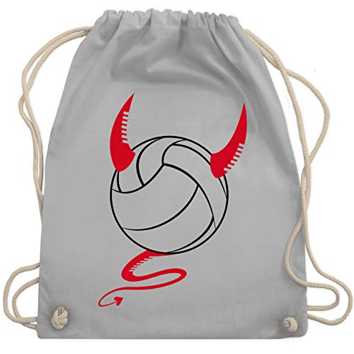 Shirtracer Volleyball - Teufel Volleyball Teuflischer - Unisize - Hellgrau - volleyball turnbeutel - WM110 - Turnbeutel und Stoffbeutel aus Baumwolle