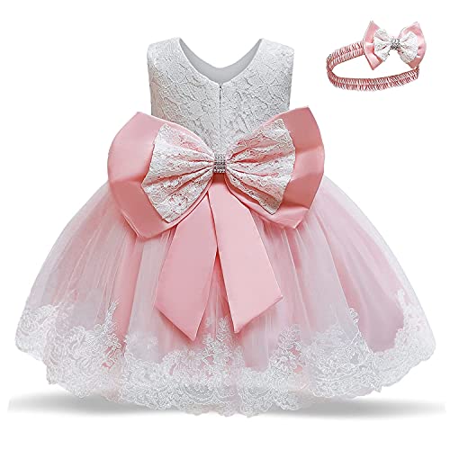 TTYAOVO Bebé Boda Bautismo Bautizo Tutu Vestido Chicas Princesa Vestir Talla(90) 12 24 Meses 648 Rosa