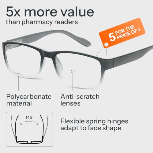 Image of Gaoye 1.75 Professional Reading Glasses for All Day - Computer Readers with Blue Light Protection - Value Pack