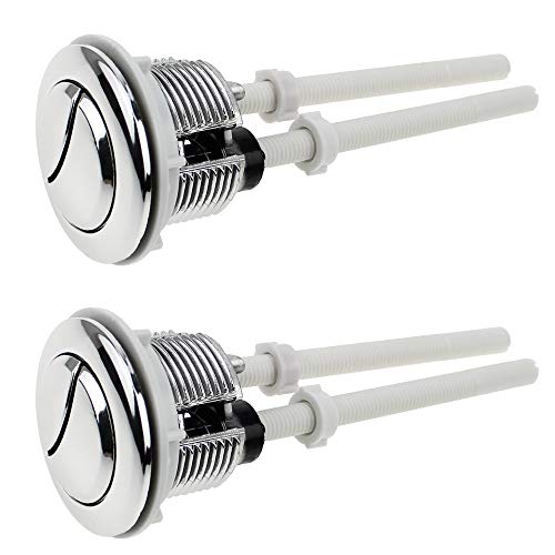 UBERMing 2 Pièces Boutons Poussoirs de Toilette Double Chasse Bouton 38mm Standard Chrome Plaqué Argent WC Réservoir Boutons Cover