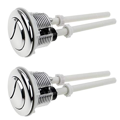 Price comparison product image UBERMing 2 Packs Dual Flush Toilet Push Buttons 38mm Standard Chrome Plated Silver WC Tank Toilet Flushing Buttons Replacement Repair Part for Closestool Bathroom Accessories