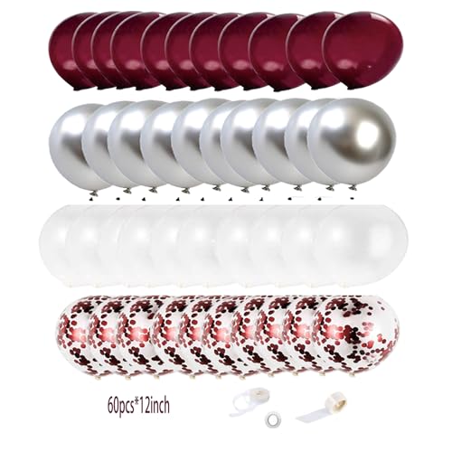 Image of Graduation Party Decorations Maroon /Maroon White Graduation Decorations Class of 2026 /Burgundy White Silver Balloons 60Pcs Burgundy Birthday Wedding (Pack of 3)