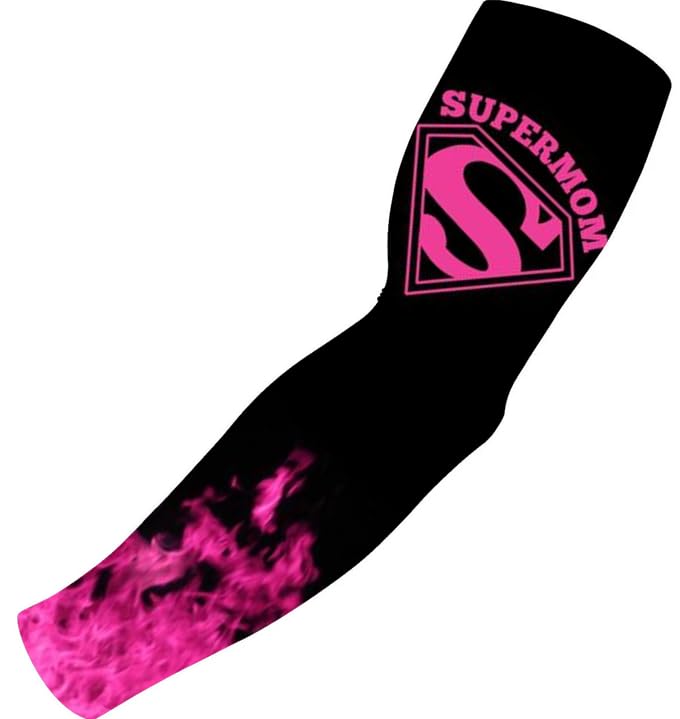 Super Mom Pink Mothers Day Boys Baseball Girls Softball Compression Arm Sleeve