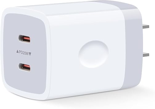 USB C Block,Sicodo 40W Dual USB C Wall Charger,2-Port PD 3.0 20W USB Cube Power Adapter for iPhone 17/17 Pro/17 Pro Max/16/15/14/13/X Plus,Samsung Galaxy S25 Ultra,Pixel 10 Pro,USB Wall Plug