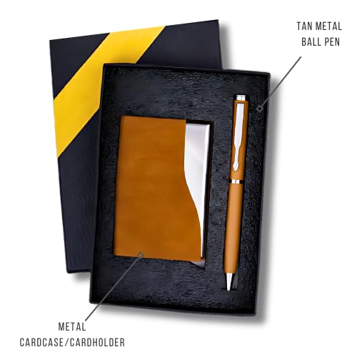 Image of 2 in 1 Pen and Card Holder Set for Men | Gift for Husband, Birthday Gifts, Corporate Gift Set for Employee (Tan)