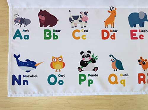 Abc Learning Alphabet Windows Valances Curtain A To Z Animal Educational Tool For Kids Valances Rod Pocket Window Treatment Short Topper Curtains For Kitchen Bathroom Living Room,54 By 18 Inches #TOP5