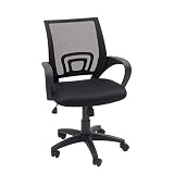 Homely - Silla Oficina, Estudio, Escritorio PRACTIK, Base giratoria con Ruedas, Regulable en Altura, Sistema SINCRO de inclinación, tapizado Tejido 3D Negro, 58x55x87-97 cm, Respaldo Color Negro