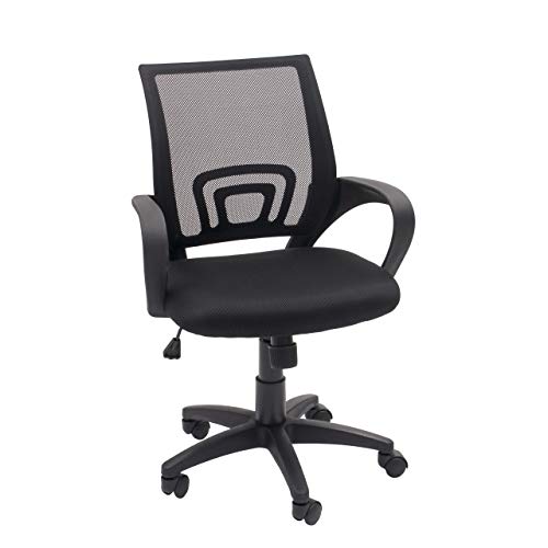 Homely Silla de Oficina, Estudio o Escritorio PRACTIK con Brazo y Tela 3D (Negro MF-12)