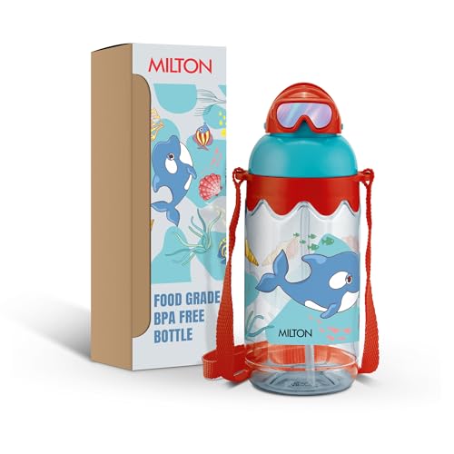 Image of MILTON Sage 450 Sipper PET Water Bottle for School Kids | Food Grade & BPA Free | Leak Proof & Durable | Easy to Carry Loop | Ideal for Home, School & Office Use, 445 ml, Red